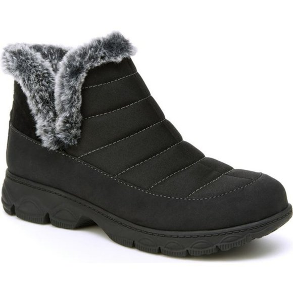 JBU by Jambu Granite Boots Quilted Faux Fur Slip On Booties Black Size 10 NEW - Picture 1 of 8